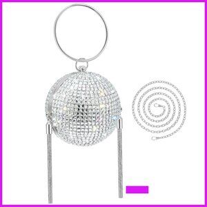 Rhinestone Disco Ball Evening Clutch Crossbody Bag Y2K Retro Party
